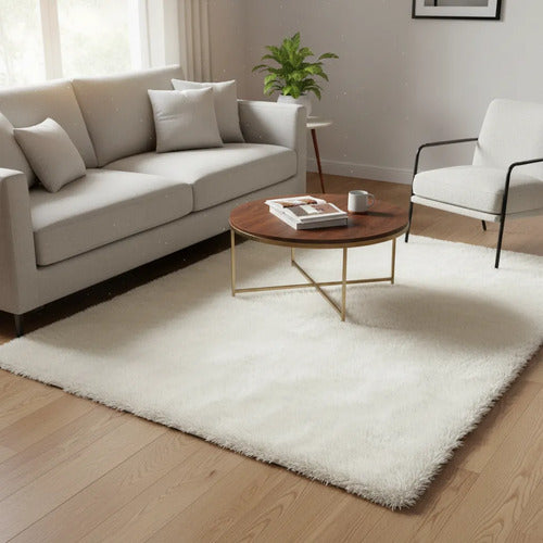 Alfombra Felpa Suave Base Gamuza Decorativa Afelpada 50x80cm 80 M 50 M Blanco