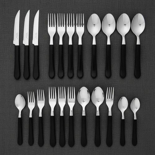 Set Juego De Cubiertos Mesa Pack X20 Piezas Acero Inoxidable Negro