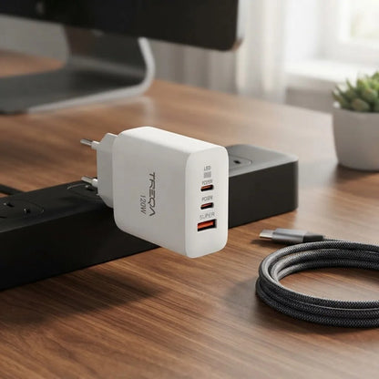 Cargador Usb Tipo C X2 Carga Rápida Supervooc Auto Id Usb A Blanco