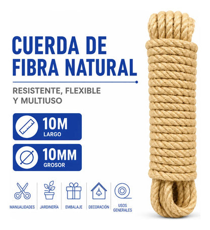 Cuerda Soga Fibra Natural Multiuso Jardinería 10m Manualidad Color Natural