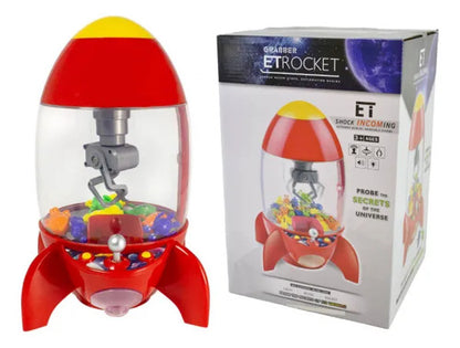 Máquina Garra Cohete Infantil Luces Sonido Premios Juguete Rojo
