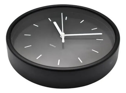 Reloj De Pared Redondo Analógico 19cm Moderno Decorativo Negro