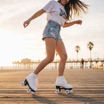Patines Artísticos 4 Ruedas Abec-7 Bota Acolchada Blancos 36 54 Mm Blanco