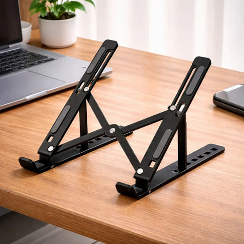 Soporte Plegable Y Ajustable Para Notebook Con Antideslizante, Para 8  A 19  En Plástico Negro