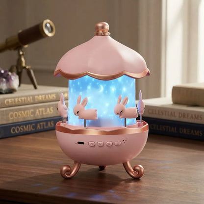 Lámpara Veladora Proyector Infantil Giratoria Música Luz Led Rosa