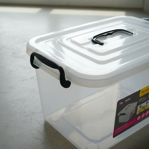 Caja Organizadora Plástica Transparente Tapa 16l Embalaje Blanco