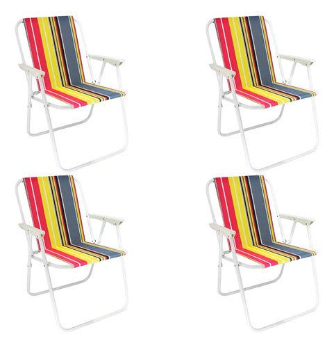 Set X4 Silla Playera Plegable Jardin Playa Camping Reposera Varios