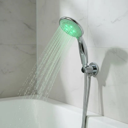 Duchero Ducha Con Luz Led 7 Funciones Temperatura Mango Baño Plateado