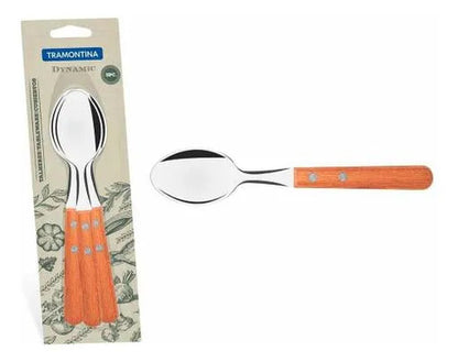 Cucharas Mesa Set X3 Piezas Acero Inoxidable Mango Naranja