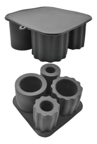 Molde Hielo Silicona Para Vaso Térmico 16 Cm 4 Cavidades Negro