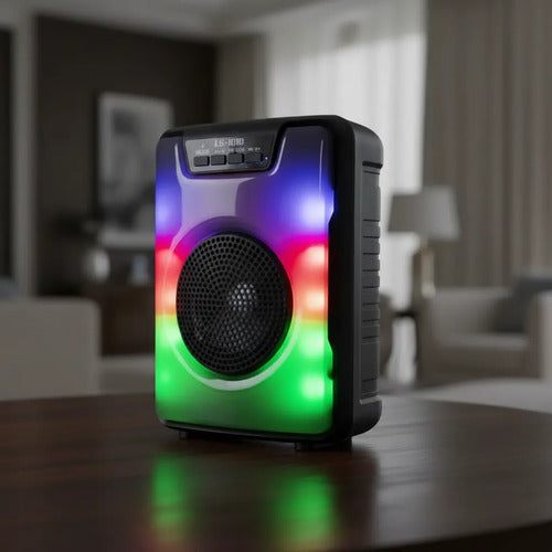 Parlante Inalambrico Bluetooth Ios Android Luces Rgb Usb Tws Negro Mate