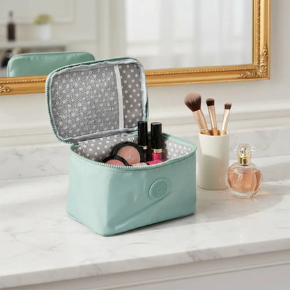 Bolso Maquillaje Neceser Organizador 2 Cierres Y Separarador Verde