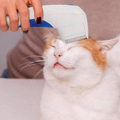Cepillo Mascota A Pila Mata Pulgas Perro Gatos Peine Fino Blanco Con Azul