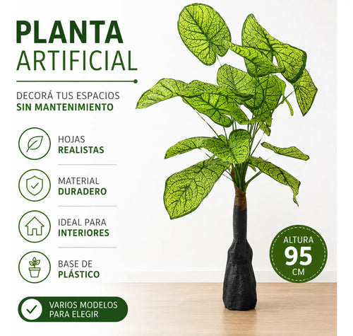 Adorno Planta Artificial Hojas Decoracion Interior Plastica Verde Lima