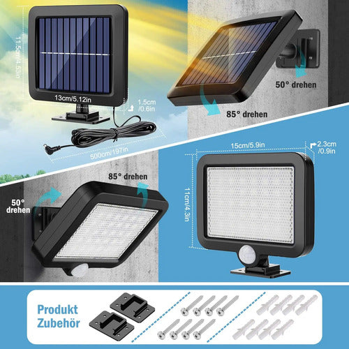 Set X2 Reflector Solar Sensor De Movimiento Foco Exterior Negro Blanco Frío