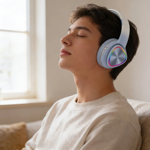 Auricular Inalámbrico Rgb Con Usb Tf 3.5 Vincha Ajustable Variedad De Colores