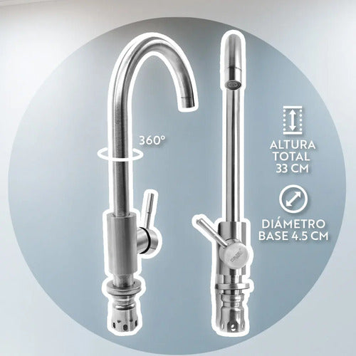 Grifo Para Mesada Canilla Metalica De Cocina + Colillas