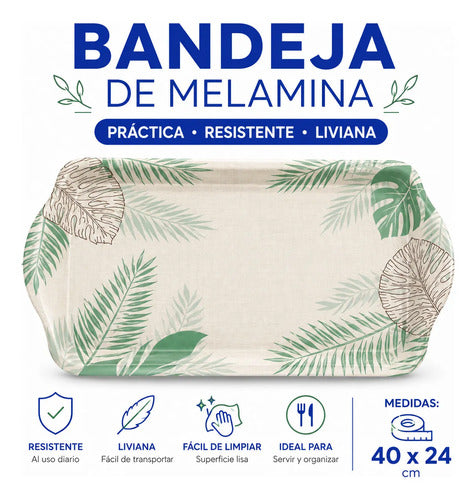 Bandeja Servir Melamina Rectangular 40x24cm Alimentos Hogar Beige