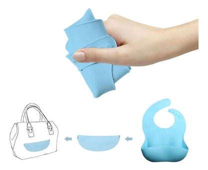 Babero Bebe De Silicona Recolector Con Bolsillo Liso Varios Unico