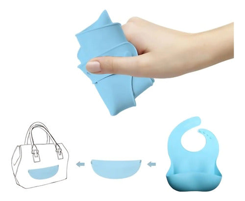Babero Para Bebe De Silicona Recolector Con Bolsillo Liso Varios Unico