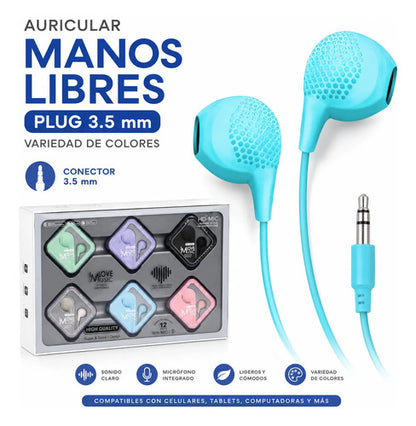 Auriculares In Ear 3.5 Mm Manos Libres Micrófono Cableado Aleatorio