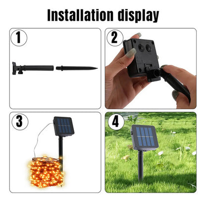 Set X2 Guia Solar Guirnalda Luces Led Calidas Lamparas 10mts Cálida