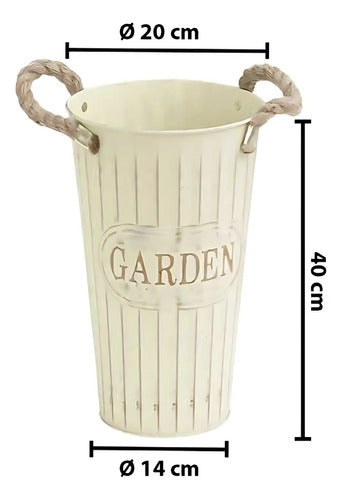 Maceta Metalica Jardin Con Asas Alta Interior Exterior Varios