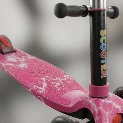 Tripatín Scooter Infantil Luces Ruedas Altura Regulable 50kg Rosa