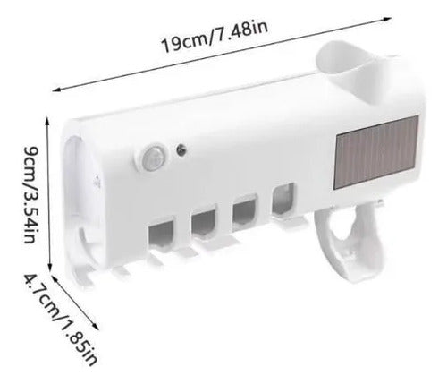 Dispensador Pasta Dental Esterilizador Uv Cepillos Plástico Blanco