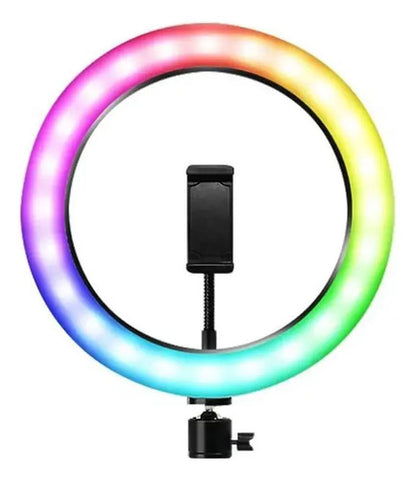 Anillo Aro Luz Led Con Tripode Flexible 2m Soporte 3 Niveles Negro Rgb