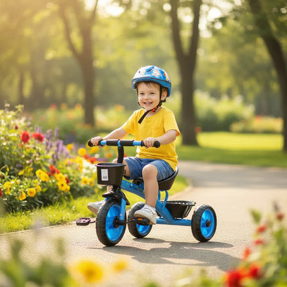 Triciclo Bicicleta Infantil 3 Ruedas Pedales 2 Canastos Azul