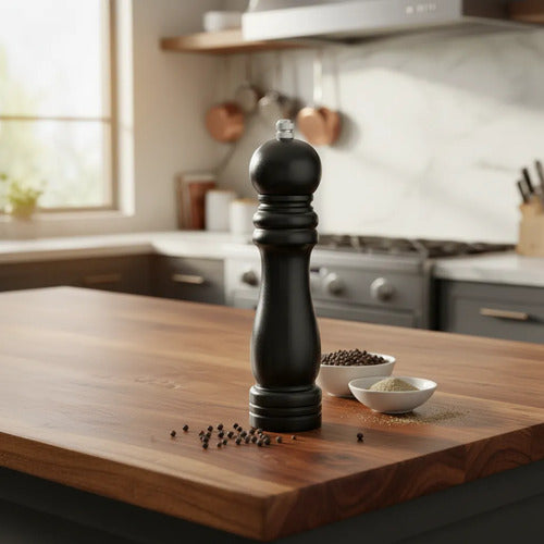 Molinillo Manual Madera Especias 21cm Pimienta Granos Negro