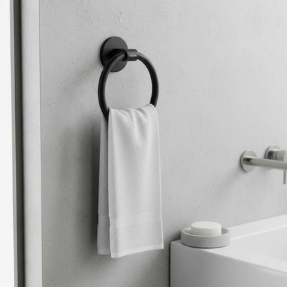 Toallero Soporte Anillo Porta Toalla Baño Pared 22cm Aro Negro