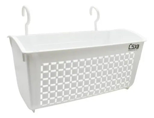 Canasto Organizador Colgante Plástico Ganchos 29cm Blanco