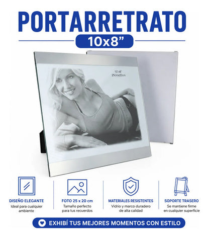 Marco Portarretrato De Vidrio Para Fotos De 25x20cm Soporte Aleatorio