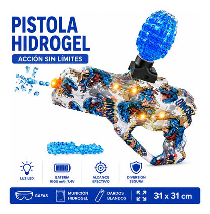 Pistola Hidrogel Recargable Led Munición Gafa Dardos Juguete Aleatorio