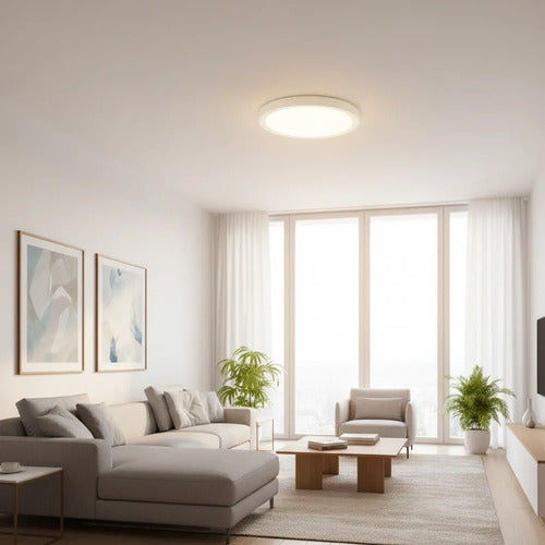 Plafón Panel Led Redondo 15w Luz Fría 7000k 22cm Blanco