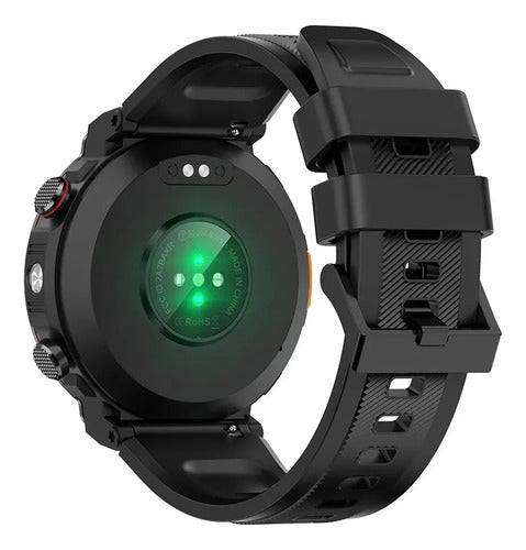 Reloj Inteligente Smartwatch Pantalla Tactil 1.45 Pulgadas Negro Mate Polímero Reforzado Malla Deportiva Negro Con Detalles En Gris Gris Plomo / Negro Metalizado Acabado Pvd