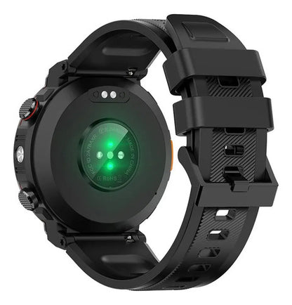 Reloj Inteligente Smartwatch Pantalla Tactil 1.45 Pulgadas Negro Mate Polímero Reforzado Malla Deportiva Negro Con Detalles En Gris Gris Plomo / Negro Metalizado Acabado Pvd