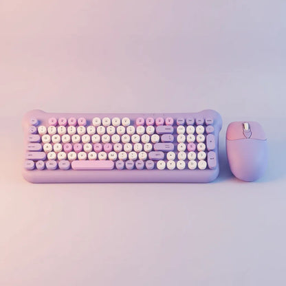 Combo Pack Kit Teclado Mouse Inalambrico Usb Notebook Mac Pc Lavanda