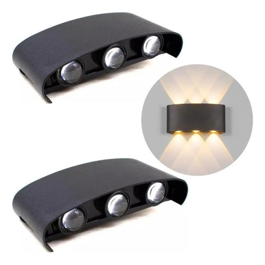 Set X2 Foco Pared Aplique Exterior Luminaria Bidireccional