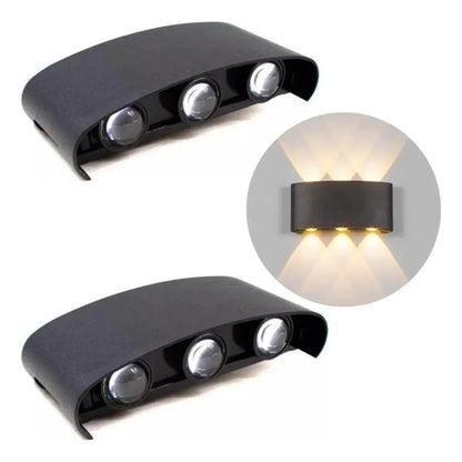 Set X2 Foco Pared Aplique Exterior Luminaria Bidireccional