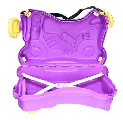 Andador Valija Infantil Moto Ruedas Correa Ajustable Viaje Violeta
