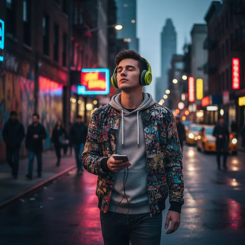 Auricular Bluetooth Tf Aux 3.5 Micrófono Vincha Ajustable Verde