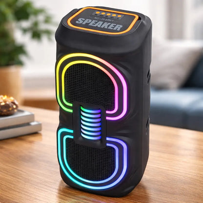Parlante Bluetooth Portátil 2x4 Led Rgb Tws Usb Tf Fm Aux Negro