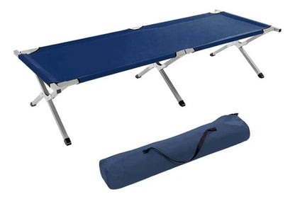 Catre Plegable Aluminio Camping Cama Portatil Exterior 190cm Azul