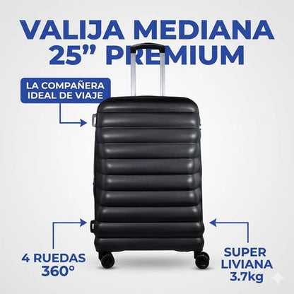 Valija Viaje Grande Rigida Expandible 4 Ruedas Tsa 25 PuLG Negro Rayas