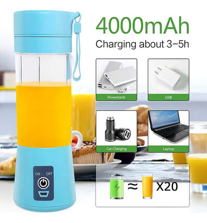 Licuadora Portátil Genérica Portátil Hm-03 380 L Con Usb Celeste Y Jarra De Plástico