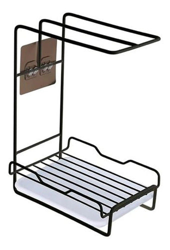 Organizador Soporte Para Esponjas Y Detergente Con Bandeja Negro