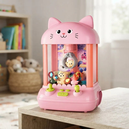Máquina Garra Infantil Gato Peluches Usb 4 Pilas Aa 32cm Rosa